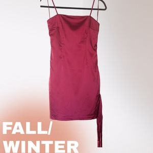 Burgundy silk dress